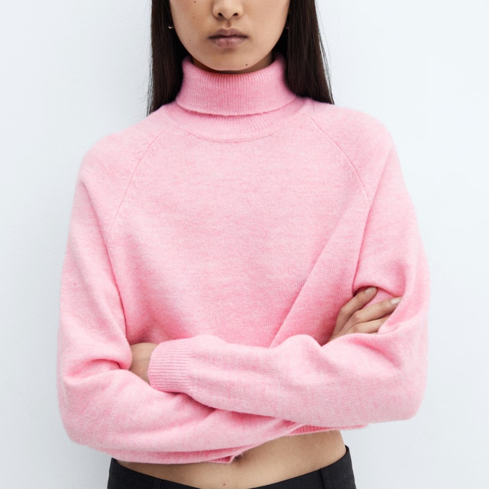 Mango Women's Pink Turtleneck Sweater